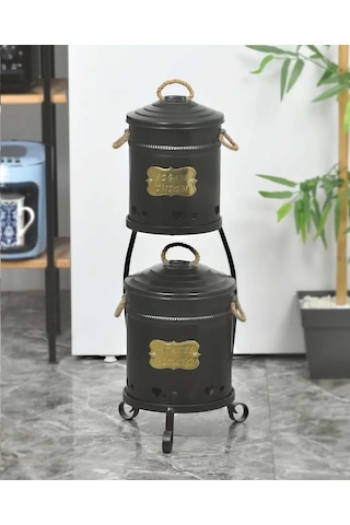 Patates Soğan Kovası 2 Katlı Siyah Renk Siyah