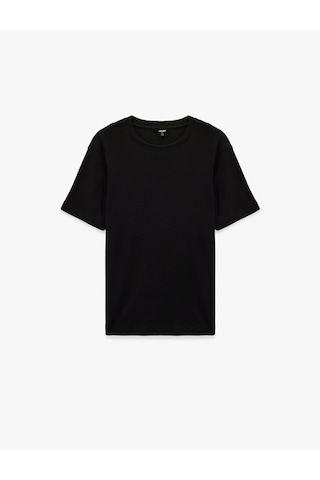Koton Regular Fit Kısa Kollu Pamuklu Bisiklet Yaka Tişört Siyah 6sam10021mk