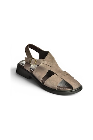 Fox Shoes Y291880002 Füme Hakiki Deri Süet Kadın Sandalet