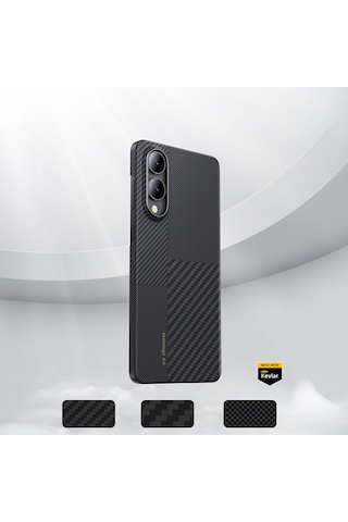 Galaxy Uyumlu S25 Edge Kılıf M-safe Şarj Özellikli Karbon Fiber Benks Montage Armorair Kevlar Kapak Siyah