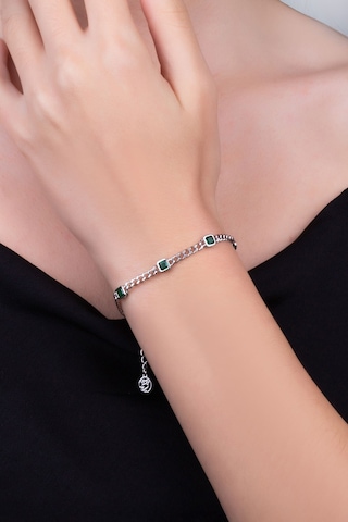 Arianna 18 Ayar Beyaz Altın Kaplama 19 Cm Gümüş Zincir Bileklik