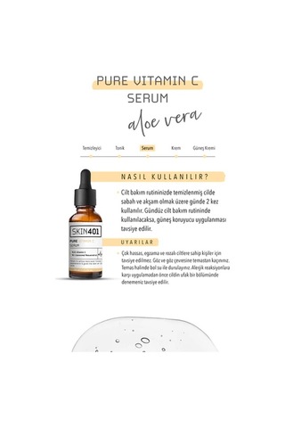 Skin401 Pure Vitamin C Aydınlatıcı ve Renk Tonu Eşitleyici Serum 30 ML