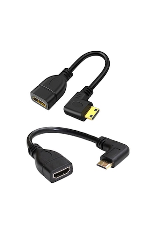 90 Derece Ltipi Micro - Mini Hdmi 2'li Set Mikro Hdmı Mini Hdmı Çevirici