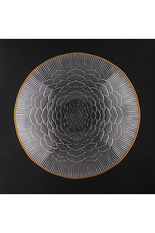 Porsima 31581 Capira Altın Yaldızlı Cam Meyvelik Sunumluk 31 Cm