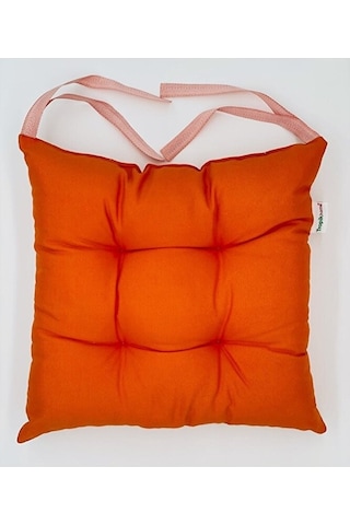 6lı Turuncu Sandalye Minderi-dekoratif Minder Seti-40x40cm Kare S