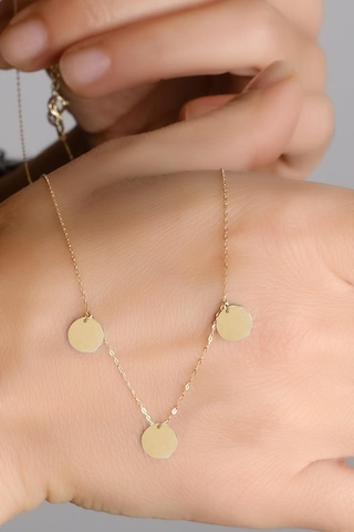 Ena 14 Ayar Üçlü Plaka Kadın Kolye