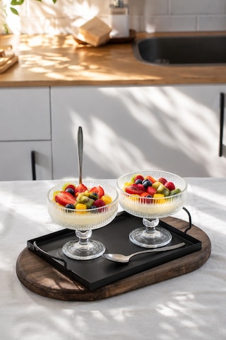 Porsima Rygk0077 Miral 3lü Ayaklı Cam Kase Puding Tatlı Ve Dondurma Kasesi Lokumluk Şekerlik Kase Seti Çerez Kasesi 350ml