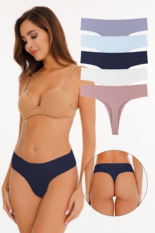 Sensu Kadın Lazer Kesim Tanga Külot 5'li Paket Set Kts3077 Karışık