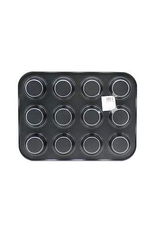 Özel Üretim Sunum Aracı Pişirme Gereci Ev Hediyesi 12'li Muffin Kek Kalıbı - Metal - Siyah Çok Renkli
