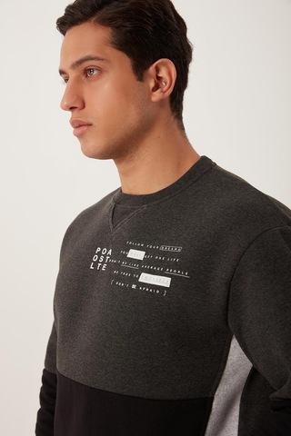 Polostate Erkek Çift Renk Sweatshirt Siyah