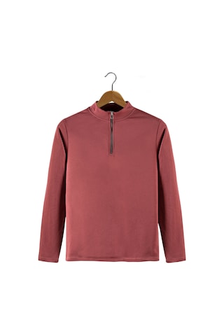 Terapi Men Erkek Kırmızı Yarım Fermuarlı Basic Düz Sweatshirt Kırmızı