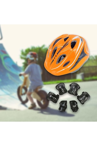 Suntek Çocuklar Koruyucu Dişli Diz Bilek Dirsek Pedleri Turuncu Turuncu