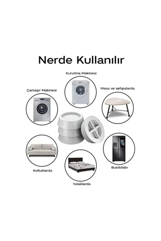 Çamaşır Bulaşık Makinası Beyaz Eşya Titreşim Önleyici Yükseltici Ayağı Altlığı Ayakları 4 Adet.