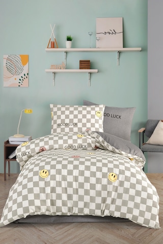 Eponj Home Kolay Ütülenir Nevresim Takımı Tek Kişilik Good Luck Gri Gri