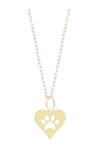 Altın Plakalı 14 Ayar Kedi Patisi İzi Figürlü Sevgililer Günü Hediyesine Özel Altın Kolye-843 Kedi Patisi İzi