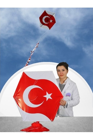 Naylon Altıgen Uçurtma - Bayraklı - Orta Boy