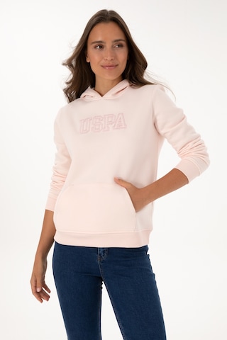 U.S. Polo Assn. Kadın Açık Pembe Şardonlu Kapüşonlu Basic Sweatshirt 50313566-VR078