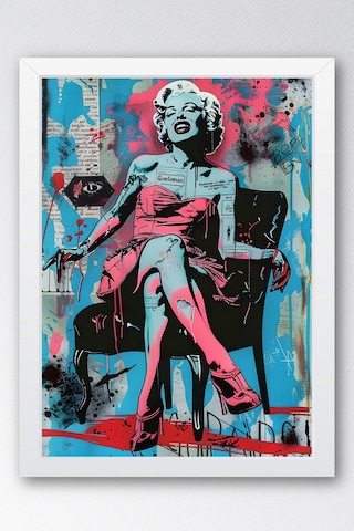 Marilyn Monroe İkonik Poz Çerçeveli Tablo - Pop Art Pembenin Gücü Poster Tablo