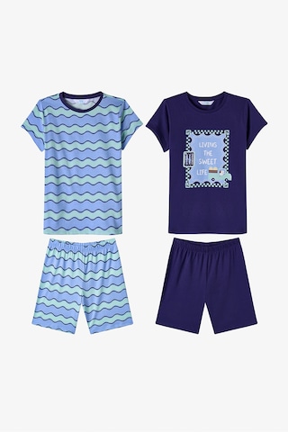 Penti Mavi Erkek Çocuk Blue Waves Pamuklu 2'li Pijama Takımı
