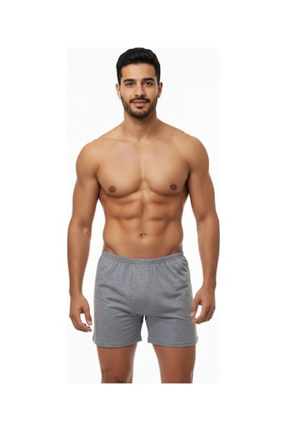 Enmodaiçgiyim 10 Adet Gri %100 Pamuk Rahat Kesim Erkek Paçalı Külot Boxer