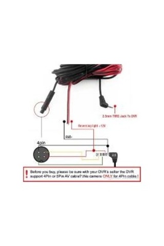 4 Pin 2.5 Mm Araç Geri Görüş Kamera Kablosu 5 Metre 4 Pin Kamera Kablosu