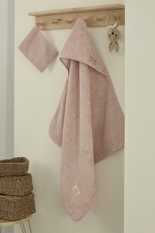 Bambu Antibakteriyel Bebek Nakışlı Havlu Kundak 75x75 Ve Kese Pembe