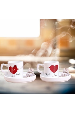 Sevgililere Özel Türk Kahvesi Fincanı Ve Altı