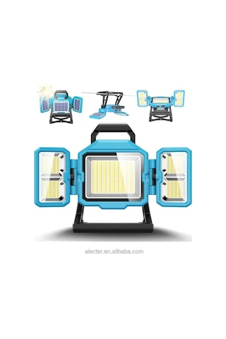 İdragon V5000 Güneş Enerjili Katlanabilir Solar Led Projektör- 16500mah Powerbankli, Kademesiz Dimmer Ayarlı, Ip66 Su Geçirmez Şantiye, Çalışma & Kamp Işığı