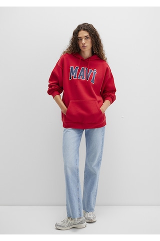 Mavi - Mavi Logo Baskılı Kırmızı Kapüşonlu Sweatshirt 1600361-820