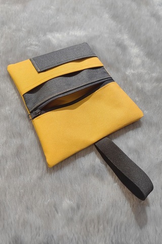 Sarı Su Geçirmez Fermuarlı İmperteks Kumaş Tütün Kesesi Çantası Tütünlük Rd49 Sarı