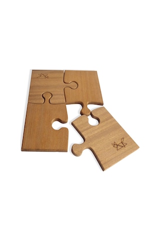Puzzle Mat Bardak Altı Ve Kupa Set Ahşap