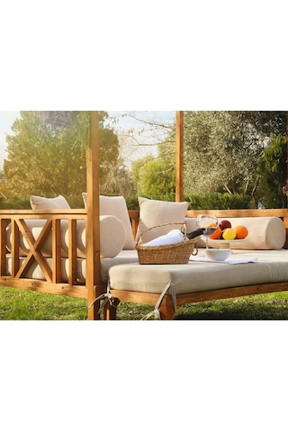 Mandu Exclusive Ahşap Bahçe Yatağı (Daybed) Bej