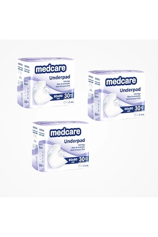 Medcare Yatak Koruyucu 60cm X 90cm 30lu Paket X 3 Paket 90 Adet
