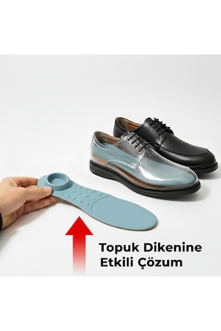 Growish Gr0450 Hakiki Deri Topuk Dikeni Ve Şeker Hastalarına Özel Üretim Klasik Günlük Ayakkabı Siyah Bağcıklı