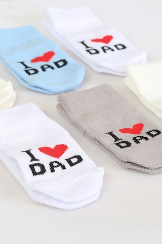 Pamuklu 6'lı Yenidoğan Erkek Bebek Çorap Dad Erkek Mavi