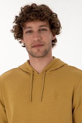 U.S. Polo Assn. Erkek Regular Fit Kapüşonlu Hardal Basic Sweatshirt 50313720-VR151
