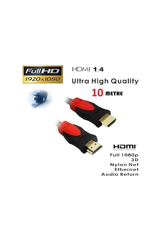 10M Metre Hdmi Kablo Full Hd Hdmi Altin Kaplama İpli Çift Filtreli