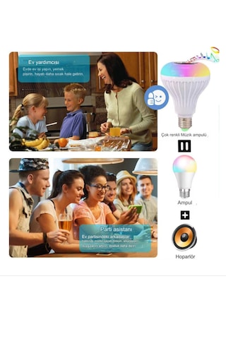 E27 Rgb Led Ampul Uzaktan Kumandalı Bluetooth Ve Hoparlör Özelli