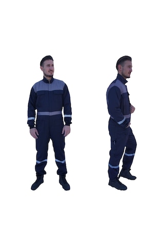 Uniprom Erkek İş Tulumu Boy Tulum Mevsimlik Lacivert-gri