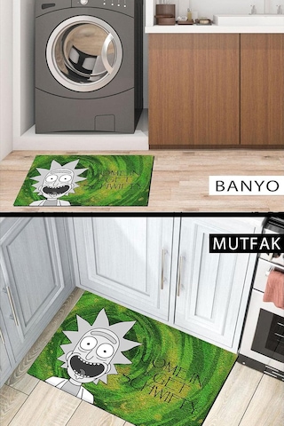 Dekoratif Kapı Önü Paspas, Dış Mekan/ev İçi/banyo/mutfak/yatak Odası/giriş Paspasları Rick And Morty Çok Renkli