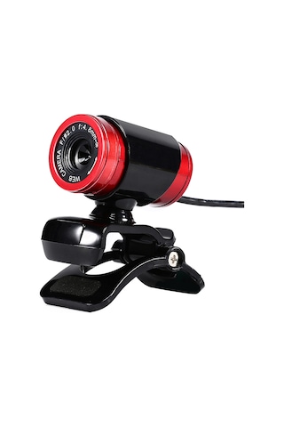 Padalink Dizüstü/masaüstü Usb 2.0 Web Kamerası - 300.000 Piksel, Gürültü Engelleyici Mikrofon, 360 Dönebilen, Otomatik Beyaz Dengesi/siyah Beyaz Düzeltme, Siyah-kırmızı
