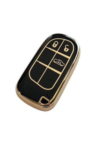Egea Cross 500 Jeep Dodge Chrysler Uyumlu Smart Kumanda Anahtar Kılıfı Oto Anahtarlık Siyah Gold