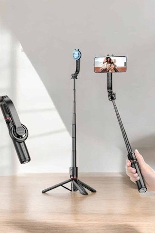 Kumandalı Tripod Telefon Tutucu Selfie Çubuğu 360 Ilkeshop - 45 Derece Dönebilen