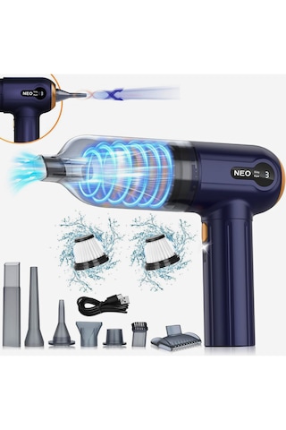 Şarjlı Araç Süpürgesi 3 Kademeli Süper Çekim Gücü 2in1 18.000pa