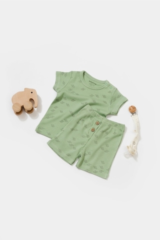Bebek Şort Ve Tişört Takımı, %50 Modal Kumaş - %50 Organik Pamuk, Bebek Ve Yenidoğan Serisi - Csym11705 Yeşil