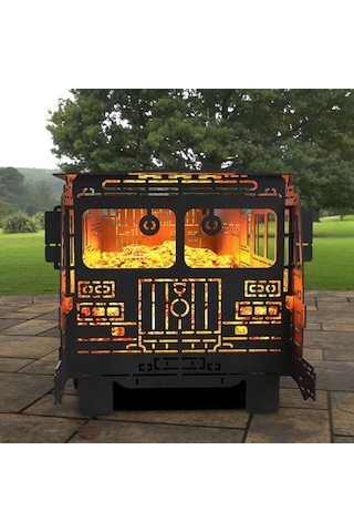 Portatif Barbekü İtfaiye Kamyonu Modelli Bahçeniz İçin Dekoratif Siyah