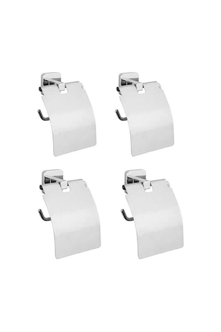 Kapaklı 4'lü Kare Tuvalet Kağıtlığı Seti 16.5 x 12.2 x 11.2 CM