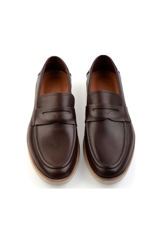 Bambi Kahve Hakiki Deri Erkek Loafer Ayakkabı E01054171341 Kahve