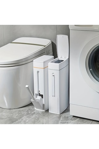 Fastbuy Challenger Beyaz 4.5l Büyük Kapasiteli Çukur Çöp Kutusu, Koku Önleyici, Fırçalı, Sessiz Açma Kapama Beyaz