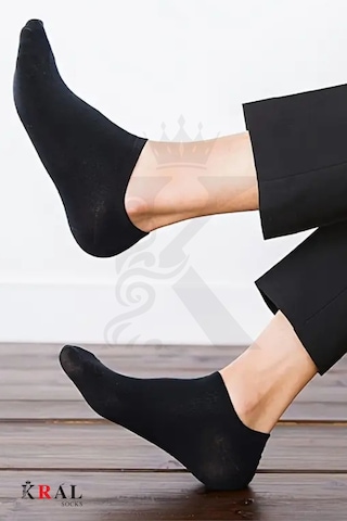 Kral Socks Kadın - Erkek 8 Çift Cotton Dikişsiz Soft Görünmez Penye Patik Bilek Çorap Siyah